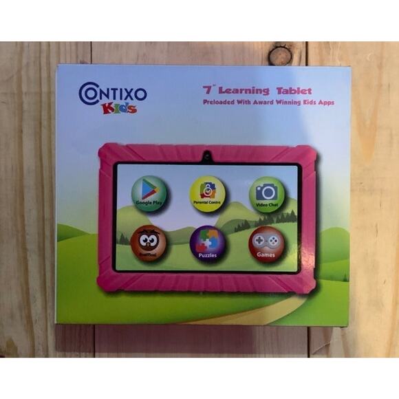 Contixo kids 7" learning tablet 1 gb ram 16 gb memory, android V8-2- pink - Picture 1 of 5